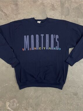 Vintage 1980s Collegiate Pacific Martha's Vineyard Embossed Crewneck Sweatshirt